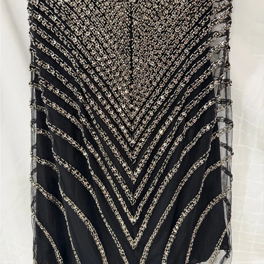 Pronovias Black Strapless Dress with Silver - Atos style 48- Beading size 4 - Picture 9 of 15